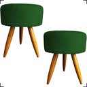 Ver imagem 1 de Kit 2 Puff Decorativo Redondo para Sala Quarto Penteadeira Pé Palito Castanho Suede Cores