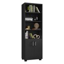 Ver imagem 2 de Livreiro Ambiente Office com Portas Pequenas Preto Trama - Móveis Leão