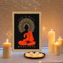 Ver imagem 2 de Quadro Moldura Dourada Buda Meditação 33x24cm:com Vidro