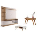 Ver imagem 1 de Estante Home Theater Maceió com Mesa de Centro Jeri Off White Freijó e Aparador Riviera Freijó – Col