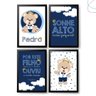 Kit com 4 Quadros Decorativos do Tema Ursinho Príncipe:Preta - 1
