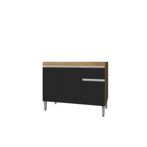 Balcão Multiuso Organizador Tatiane 100 Cm Amendoa com Preto sem Tampo Ajl Móveis