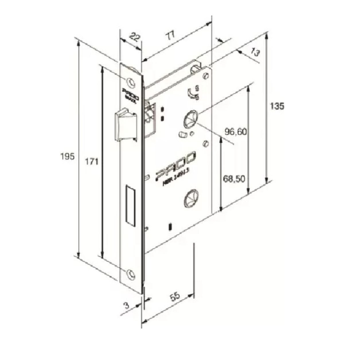 Fechadura Porta Banheiro Wc Modena Pado Preta Preto 55mm Quadrada Ept - 5