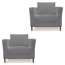 Ver imagem 1 de Kit 2 Poltronas para Vega Linho Grafite Pés Castanho