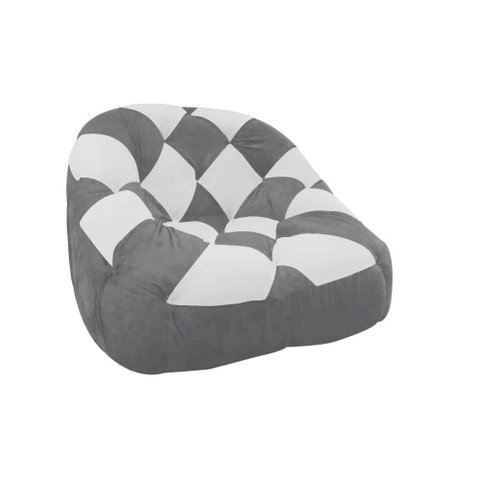 Poltrona Paloma Escritório Sala Pé Plástico Suede Cinza e Suede Branco - Dominic Decor