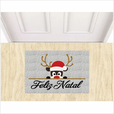 TAPETE FELIZ NATAL, RENA PAPAI NOEL MEDIDA PORTA.