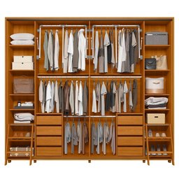Guarda Roupa Casal Dalí Ripado 2 Portas Deslizantes Cinamomo com 8 Espelhos - Madetec - 3