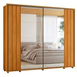 Guarda Roupa Casal Dalí Ripado 2 Portas Deslizantes Cinamomo com 8 Espelhos - Madetec - 1