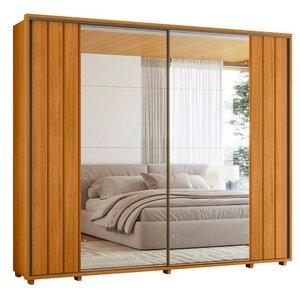 Guarda Roupa Casal Dalí Ripado 2 Portas Deslizantes Cinamomo com 8 Espelhos - Madetec
