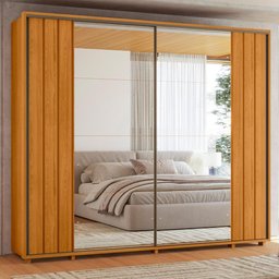 Guarda Roupa Casal Dalí Ripado 2 Portas Deslizantes Cinamomo com 8 Espelhos - Madetec - 2