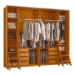 Guarda Roupa Casal Dalí Ripado 2 Portas Deslizantes Cinamomo com 8 Espelhos - Madetec - 4