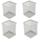 Ver imagem 1 de Porta Caneta, Lápis, Aramado, Porta Treco Quadrado, Prata, 10x8cm Kit C/ 4 Unids Gv Office Porta Lap