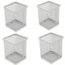 Porta Caneta, Lápis, Aramado, Porta Treco Quadrado, Prata, 10x8cm Kit C/ 4 Unids Gv Office Porta Lap - 1