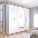 Ver imagem 1 de Guarda-roupa Casal Las Vegas 6 Portas 2 Gavetas Branco/camarim - Panorama Móveis