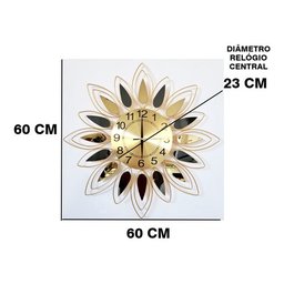 Relógio De Parede Dourado Folhas Espelhadas Metal 60x60 - 7