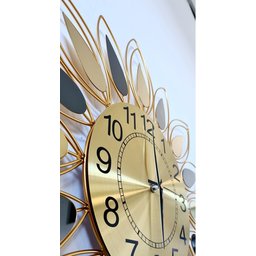 Relógio De Parede Dourado Folhas Espelhadas Metal 60x60 - 5