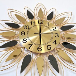 Relógio De Parede Dourado Folhas Espelhadas Metal 60x60 - 4
