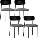 Ver imagem 1 de Kit 04 Cadeiras para Sala de Jantar Melina L02 Couríssimo Preto Linho Cinza Escuro - Lyam Decor