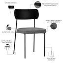 Ver imagem 4 de Kit 04 Cadeiras para Sala de Jantar Melina L02 Couríssimo Preto Linho Cinza Escuro - Lyam Decor