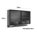 Ver imagem 2 de Armário Aéreo Cozinha Modulado Alpha 2500 C/ 2 Portas C/ Vidro 120cm Preto - Carraro