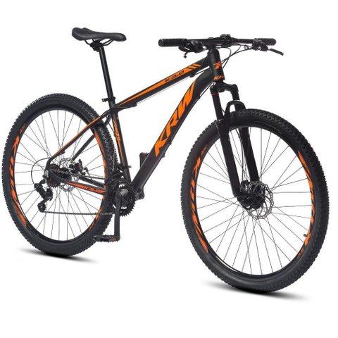 Bicicleta Aro 29 Krw Alumínio 24 Vel Freio a Disco X52 Cor:preto/laranja Fosco;tamanho Quadro:15.5