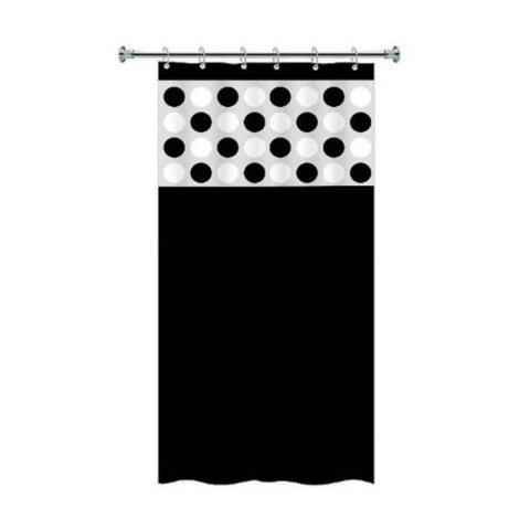 Cortina para Box de Banheiro PVC Anti Mofo Preta com Bolas com Gancho Vida Pratika
