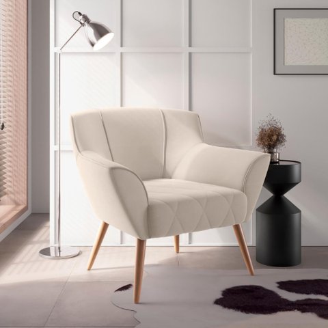 Poltrona de Sala para Decoração Italva Inca Areia