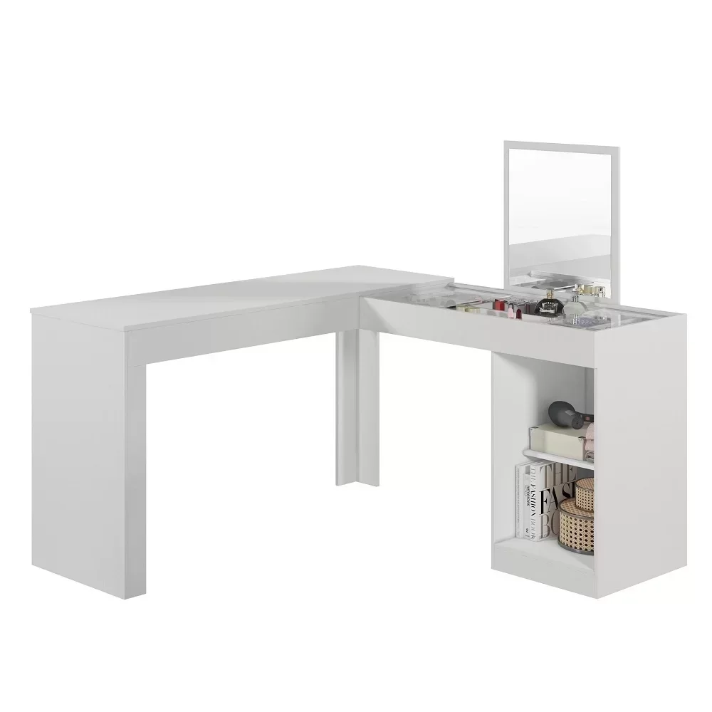 Escrivaninha de Canto com Penteadeira Princesa Branco - Mobler - 4