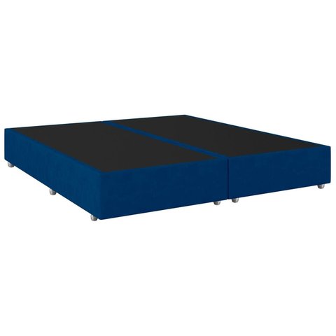Base Box Queen Bipartido Suede Azul 38x158x198