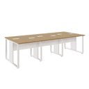 Ver imagem 2 de Mesa de Escritório Plataforma 6 Pessoas 2,70m Mbr Pés Metal Cor:macadâmia com Branco