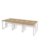 Ver imagem 6 de Mesa de Escritório Plataforma 6 Pessoas 2,70m Mbr Pés Metal Cor:macadâmia com Branco