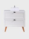 Ver imagem 2 de Gabinete para Banheiro com Tampo Cuba e Espelheira 80cm Retro Mdf Branco Milano - On Móveis