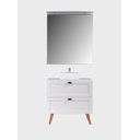 Ver imagem 1 de Gabinete para Banheiro com Tampo Cuba e Espelheira 80cm Retro Mdf Branco Milano - On Móveis