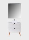 Ver imagem 1 de Gabinete para Banheiro com Tampo Cuba e Espelheira 80cm Retro Mdf Branco Milano - On Móveis