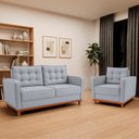 Ver imagem 1 de Kit Sofá 2 Lugares e 1 Poltrona Luxo Moderno Sala de Estar Suede Samuel