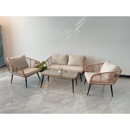 Conjunto de Àrea Externa Sardenha com 1 Sofá, 2 Poltronas 1 Mesa - Marrom/bege - 3