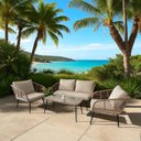 Ver imagem 4 de Conjunto de Àrea Externa Sardenha com 1 Sofá, 2 Poltronas 1 Mesa - Marrom/bege