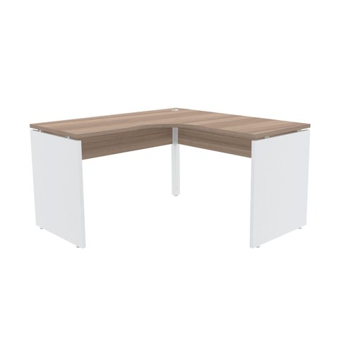 Mesa em L para Escritório 155x155 Pandin P25 - Naturalle/Branco