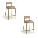Ver imagem 2 de Banqueta Cozinha Média com Encosto Kit 2 Industrial Dourado Londres New Couro Flex D03 - D'Rossi
