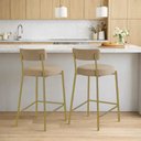 Ver imagem 1 de Banqueta Cozinha Média com Encosto Kit 2 Industrial Dourado Londres New Couro Flex D03 - D'Rossi