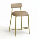 Ver imagem 4 de Banqueta Cozinha Média com Encosto Kit 2 Industrial Dourado Londres New Couro Flex D03 - D'Rossi