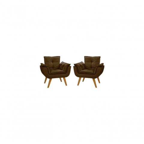 Kit 02 Poltronas Decorativas Opala Suede Rosa Bebê