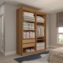 Ver imagem 2 de Guarda-roupa Solteiro Mykonos 4 Portas 2 Gavetas com Espelho - Panorama Móveis