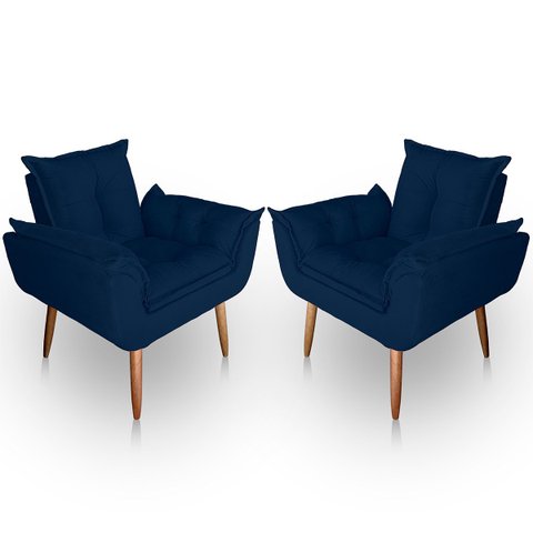 Kit 02 Poltrona para Sala e Quarto Decorativa Opala Suede