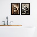 Ver imagem 2 de Kit 2 Quadros para Banheiro Urso Panda 33x24cm - com Vidro:moldura Preta