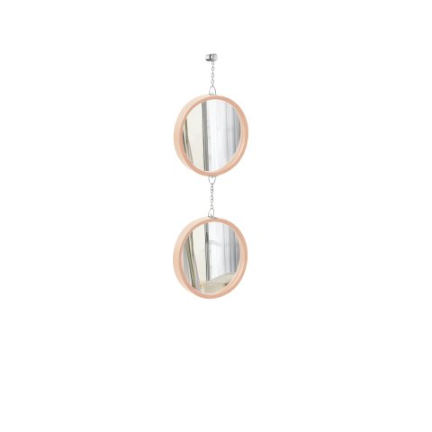 Espelho Decorativo Duplo Rosa Alça Corrente 20 cm 20 cm Redondo