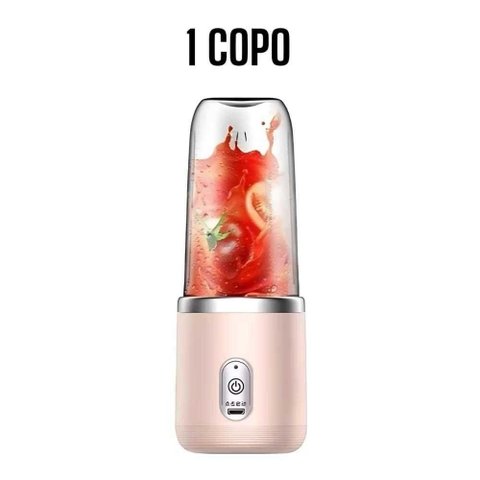 Mini Liquidificador Portátil Oem 1 Copo Ros 0 e 4L 6 Lâminas Rosa 110V