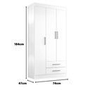 Ver imagem 3 de Guarda-Roupa Solteiro 3 Portas 2 Gavetas Kioto