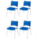 Ver imagem 1 de Cadeira Iso Base Branco Escola, Escritório Azul - Kit 4 Un