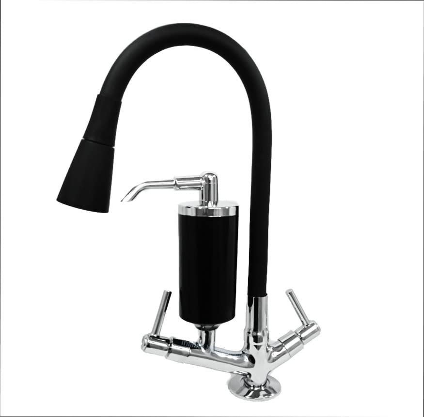 Torneira Cozinha Preta Mesa/bancada Gourmet 2 Jatos C-34 Luxo Casagrande Mundial - 2